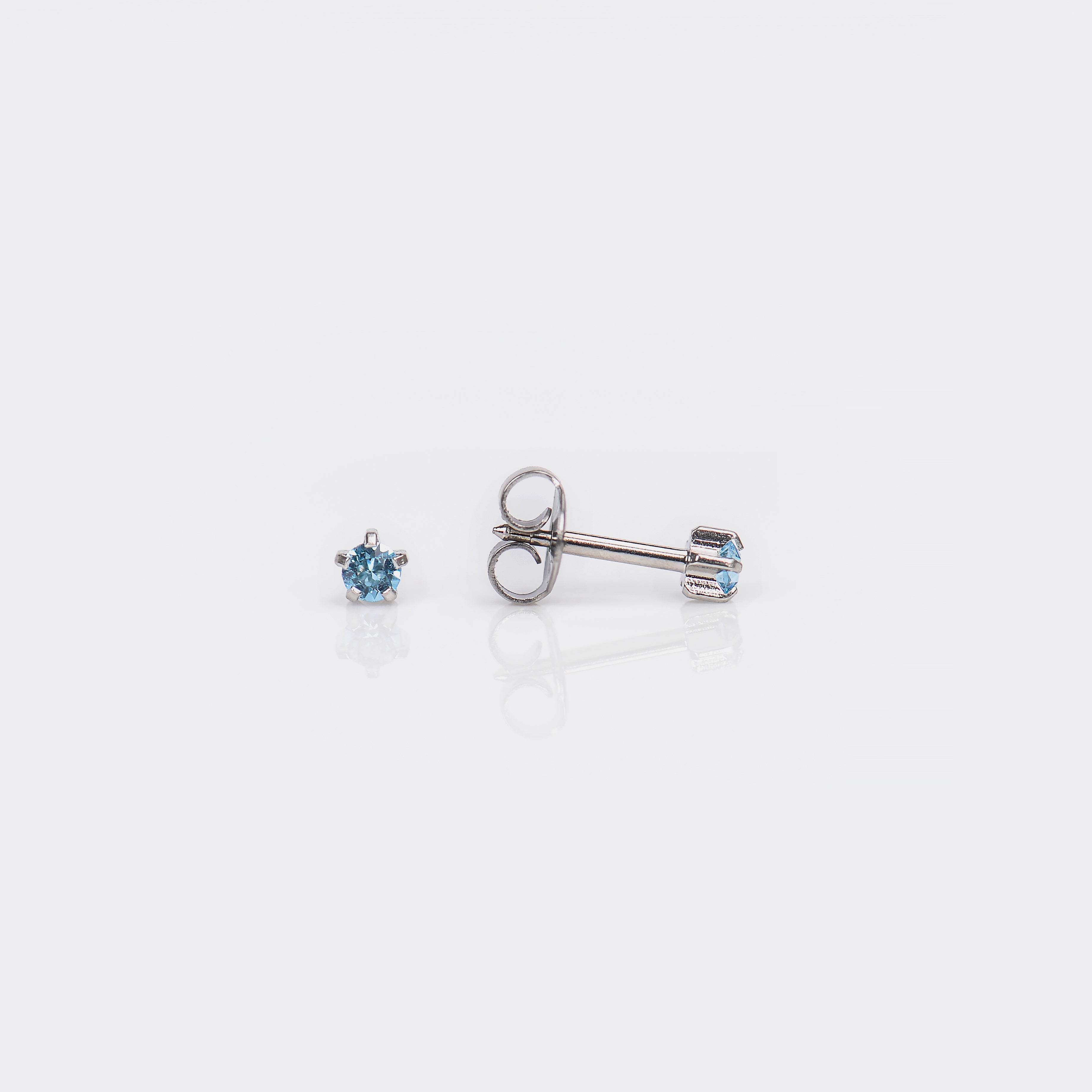 Universal™ Select Stainless Steel Prong-Set March Aquamarine Piercing Studs