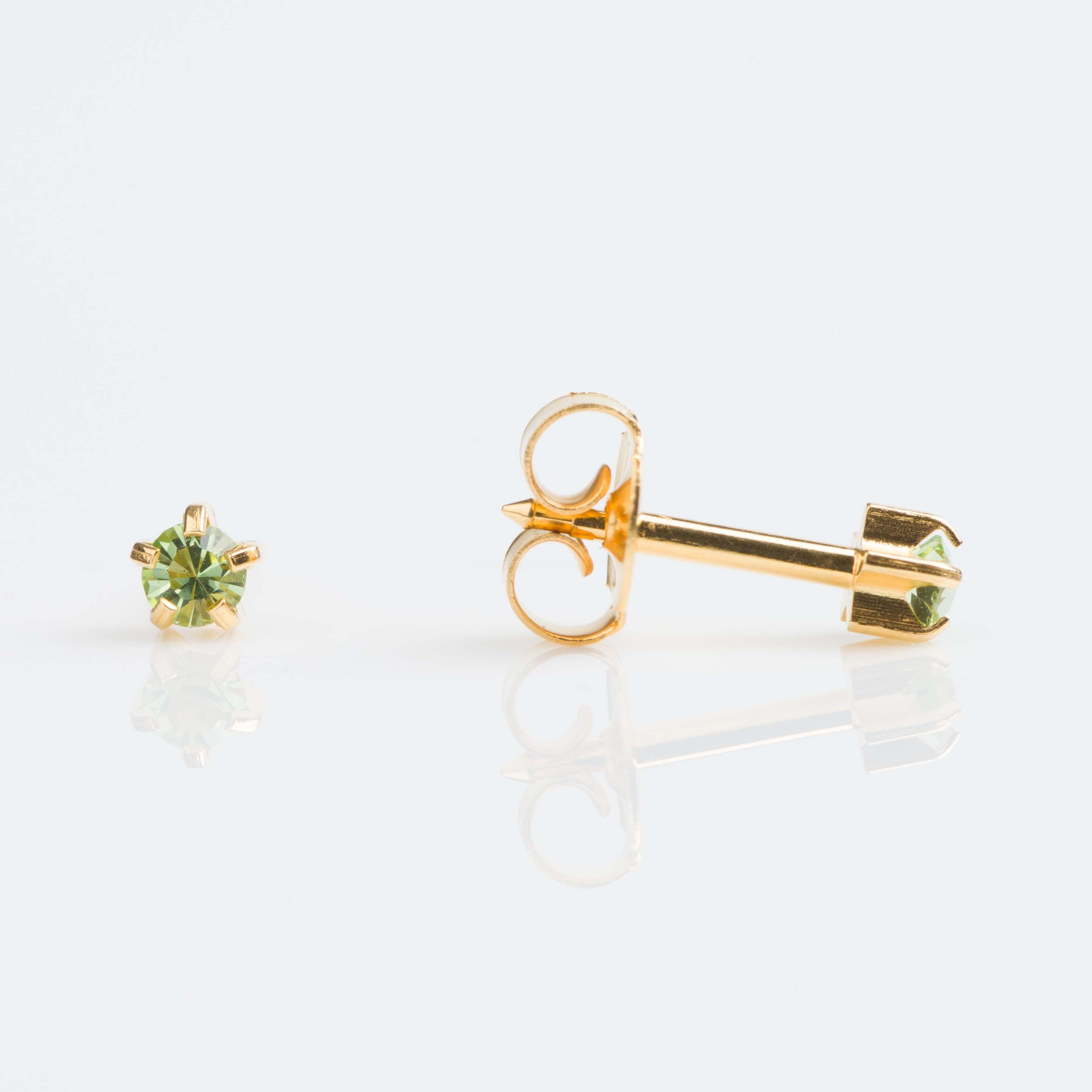 Universal™ Select Gold-Plated Prong-Set August Peridot Piercing Studs