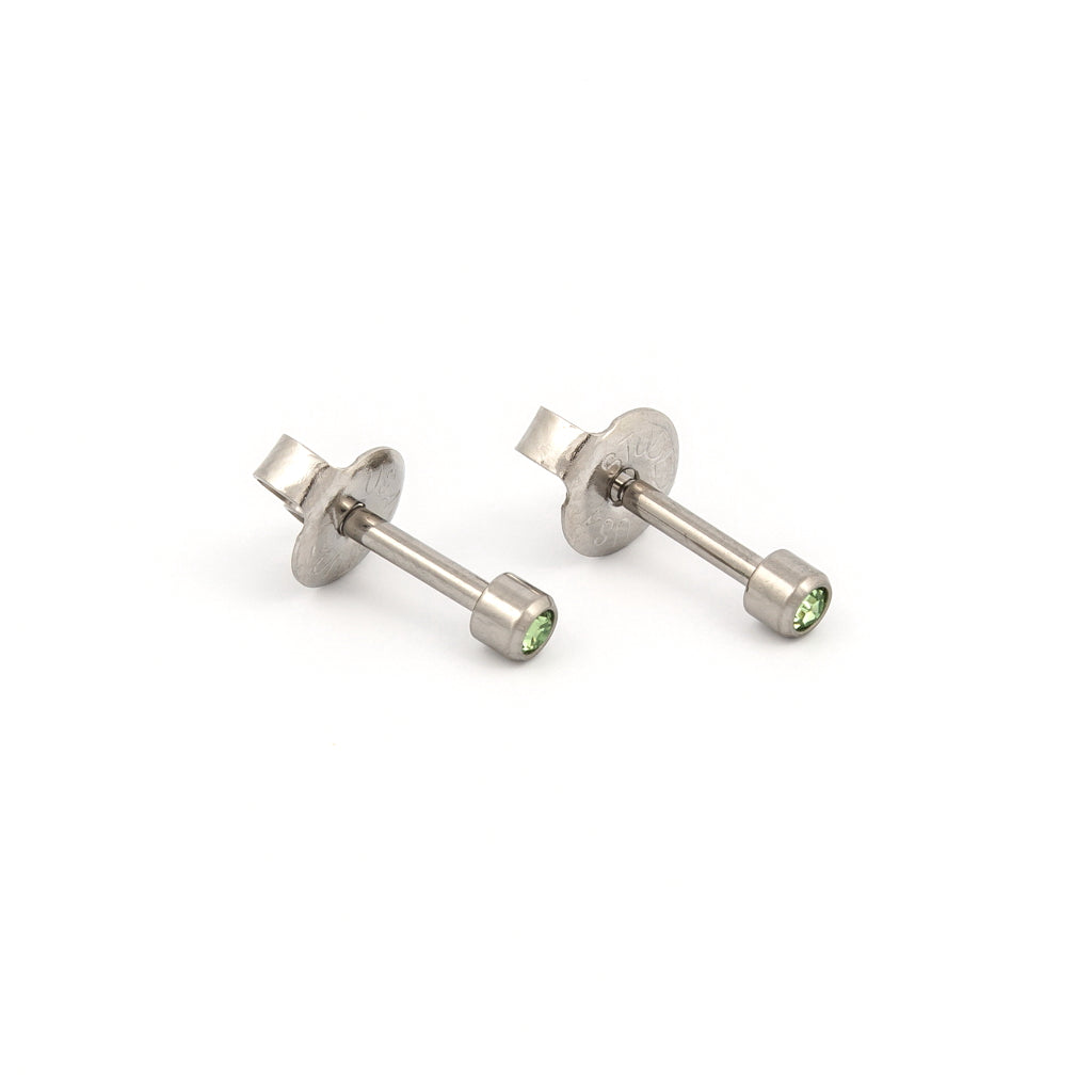 Universal™ Select Stainless Steel Bezel-Set August Peridot Piercing Studs Universal™ Select Stainless Steel Bezel-Set August Peridot Piercing Studs