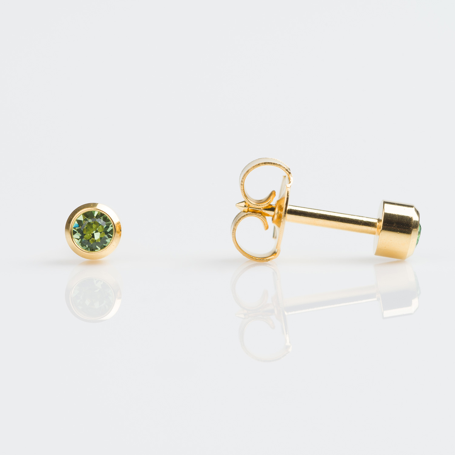 Universal™ Select Gold-Plated Bezel-Set August Peridot Piercing Studs Universal™ Select Gold-Plated Bezel-Set August Peridot Piercing Studs