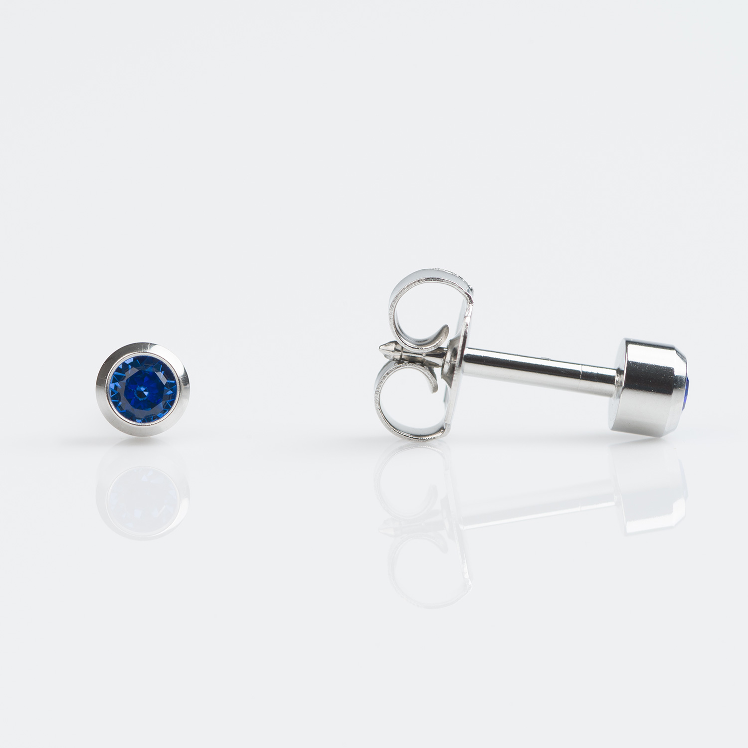 Universal™ Select Stainless Steel Bezel-Set September Sapphire Piercing Studs