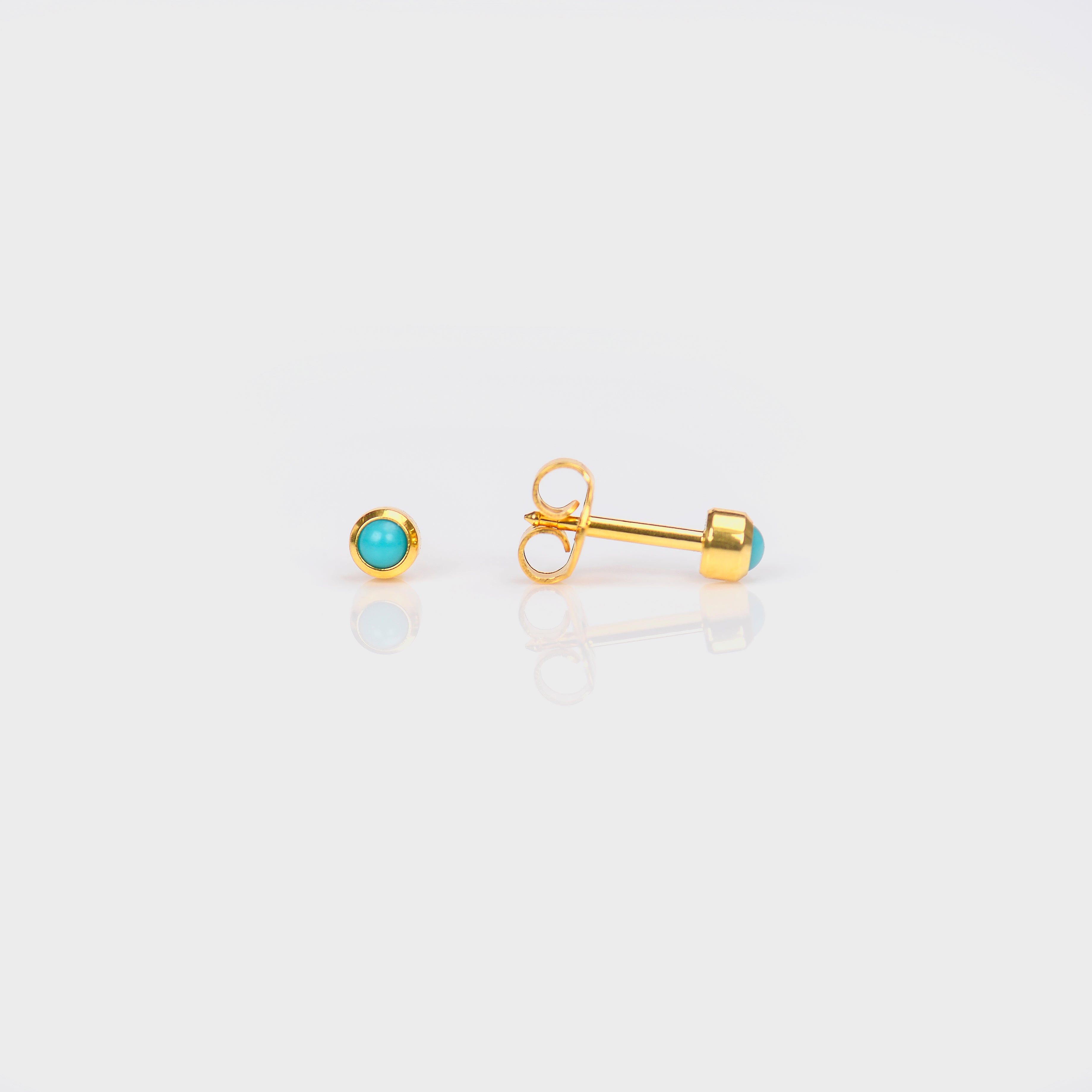 Universal™ Select Gold-Plated Bezel-Set Turquoise Pearl Piercing Studs