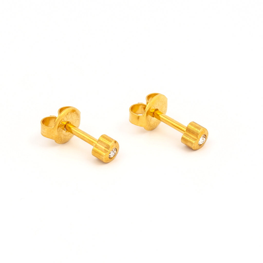 Universal™ Select Heartlite Crystal Carded Piercing Studs – Gold-Plated – 3mm