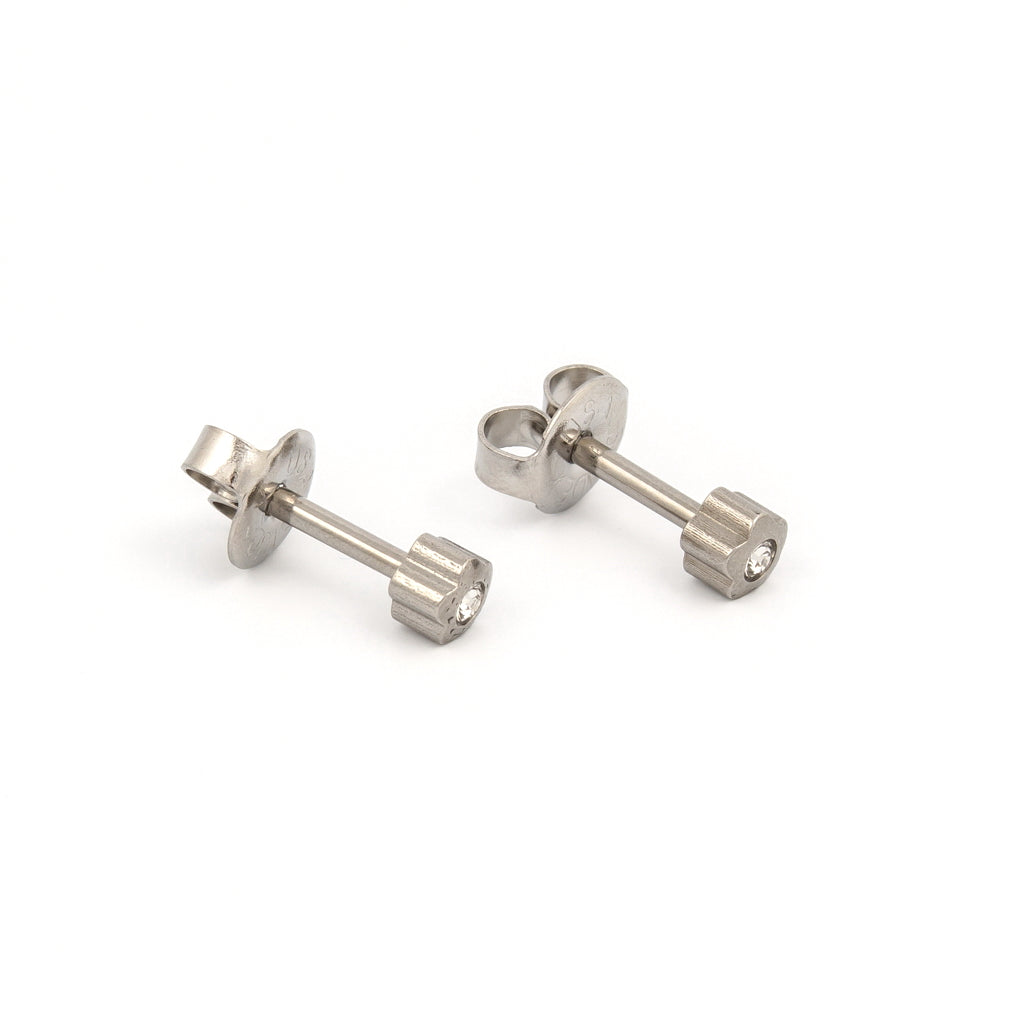 Universal™ Select Stainless Steel Flowerlite Crystal Piercing Studs