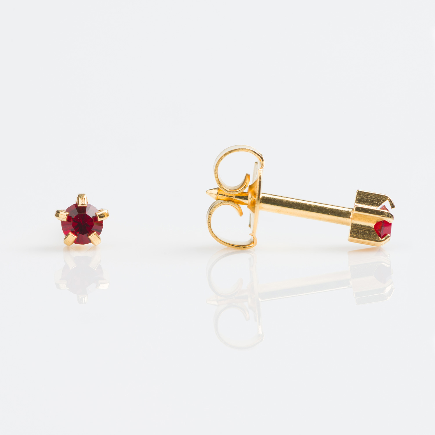 Universal™ Flatpack Gold-Plated Prong-Set January Garnet Fashion Studs – Regular Adaptor – 2mm