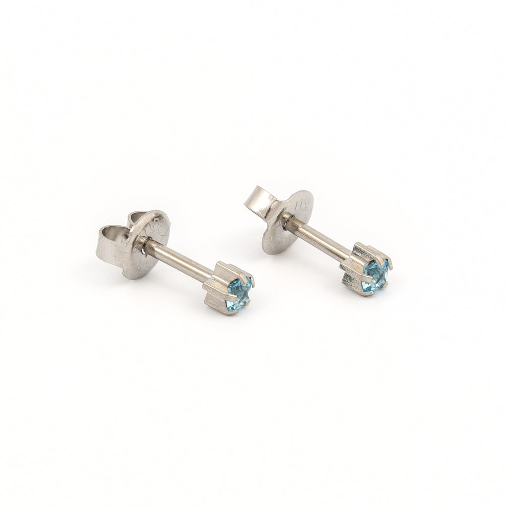 Universal™ Flatpack Stainless Steel Prong-Set March Aquamarine Piercing Studs – Regular Adaptor