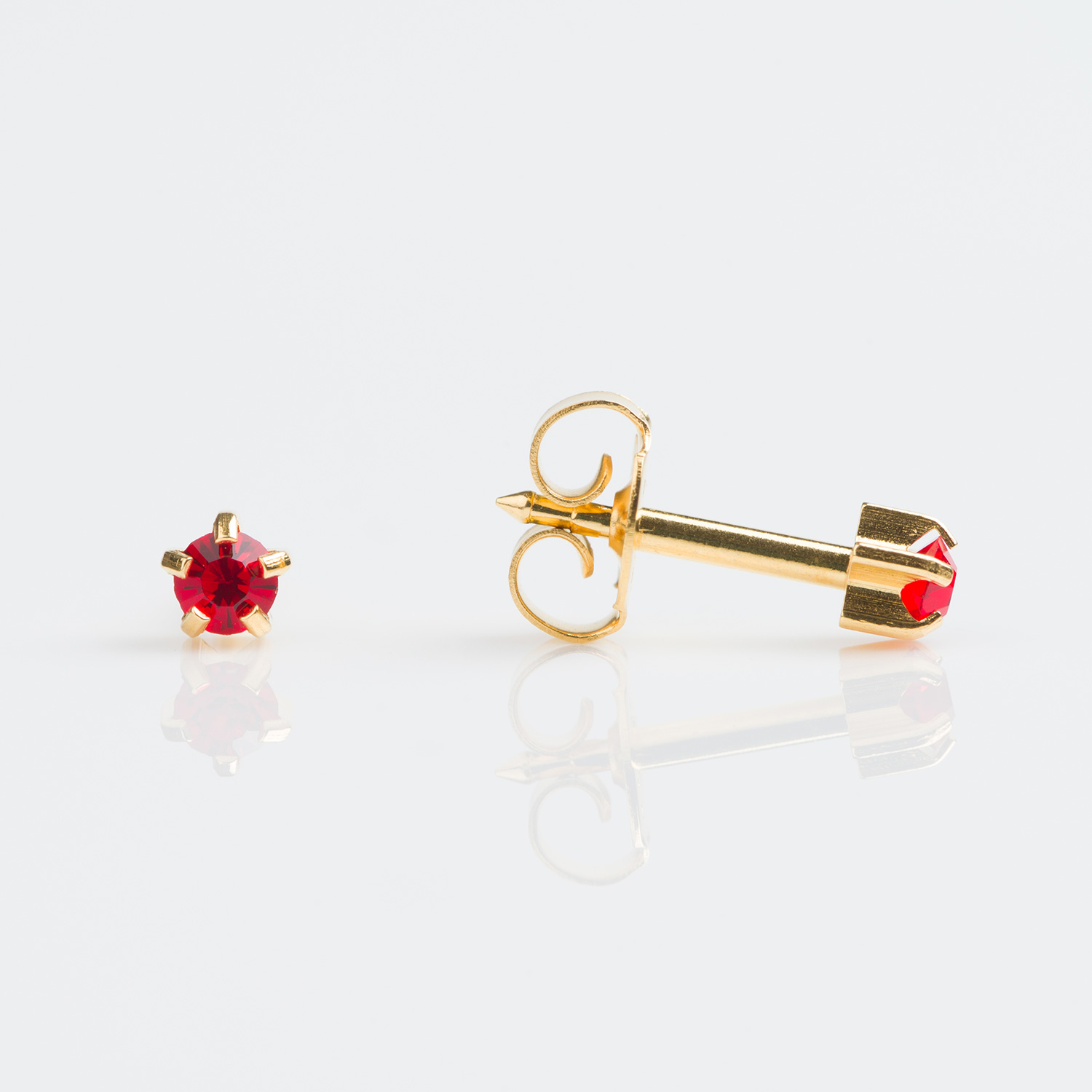 Universal™ Select Gold-Plated Prong-Set July Ruby Piercing Studs