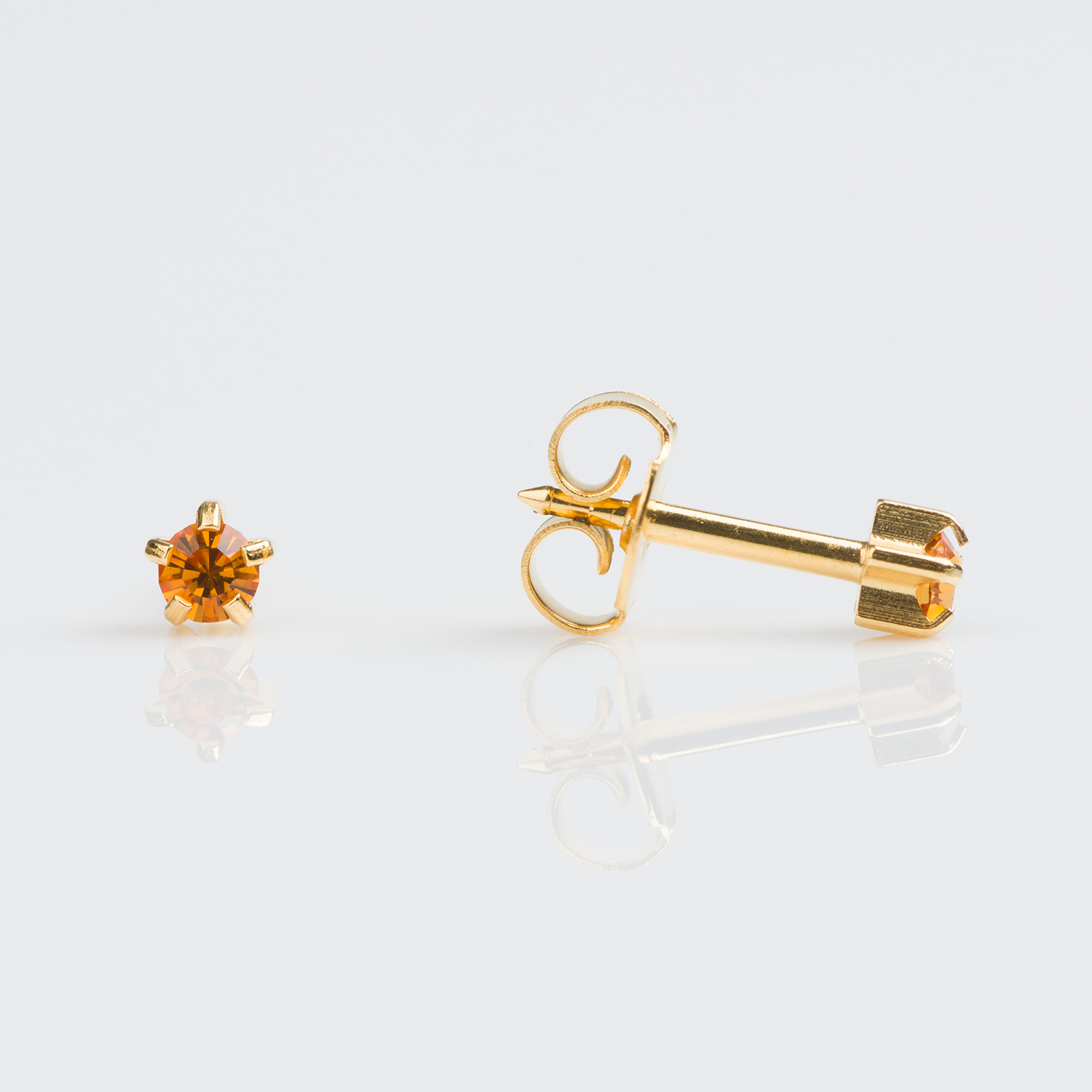 Universal™ Flatpack Gold-Plated Prong-Set November Topaz Fashion Studs – Regular Adaptor – 3mm
