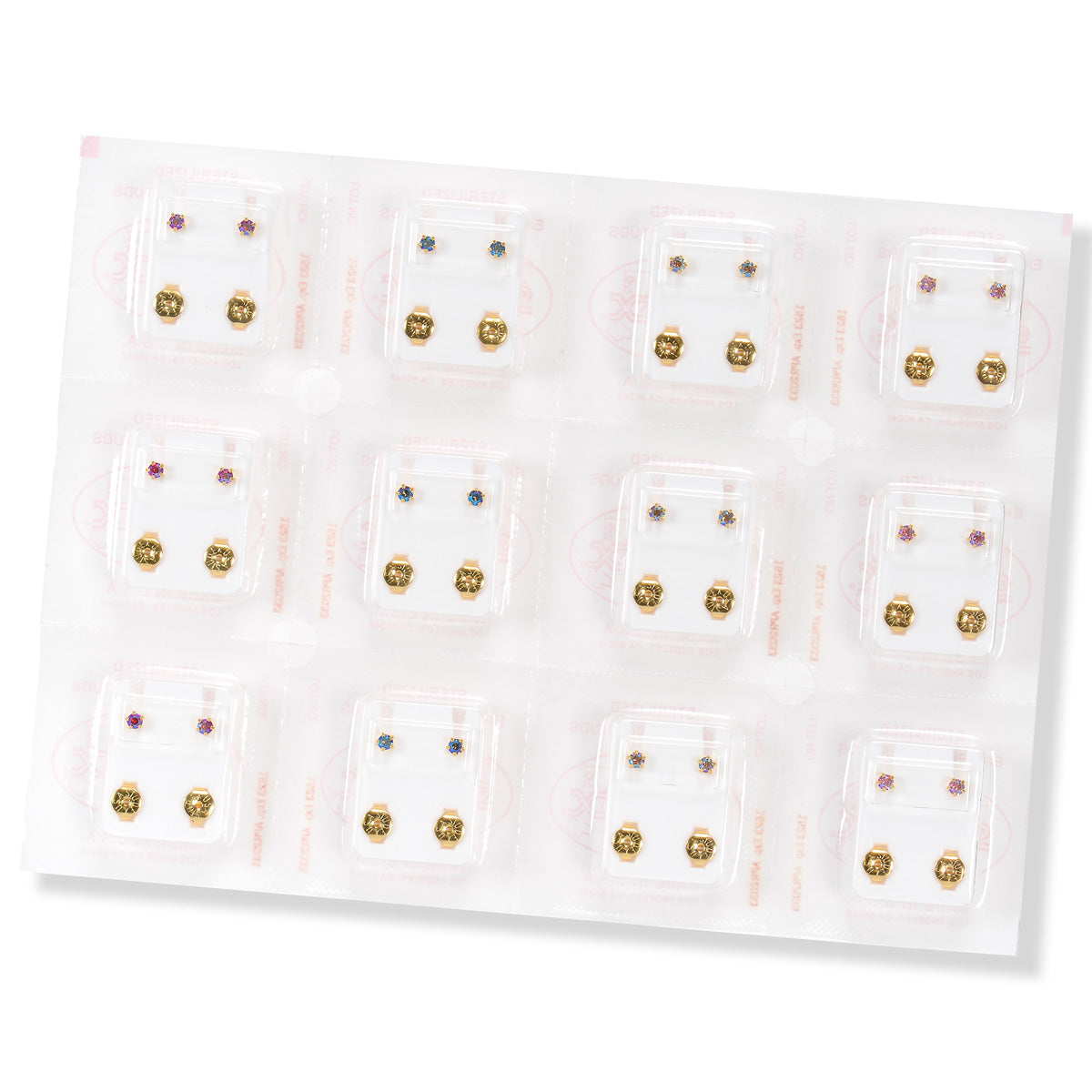 Universal™ Flatpack Gold-Plated Assorted Shimmers Piercing Studs