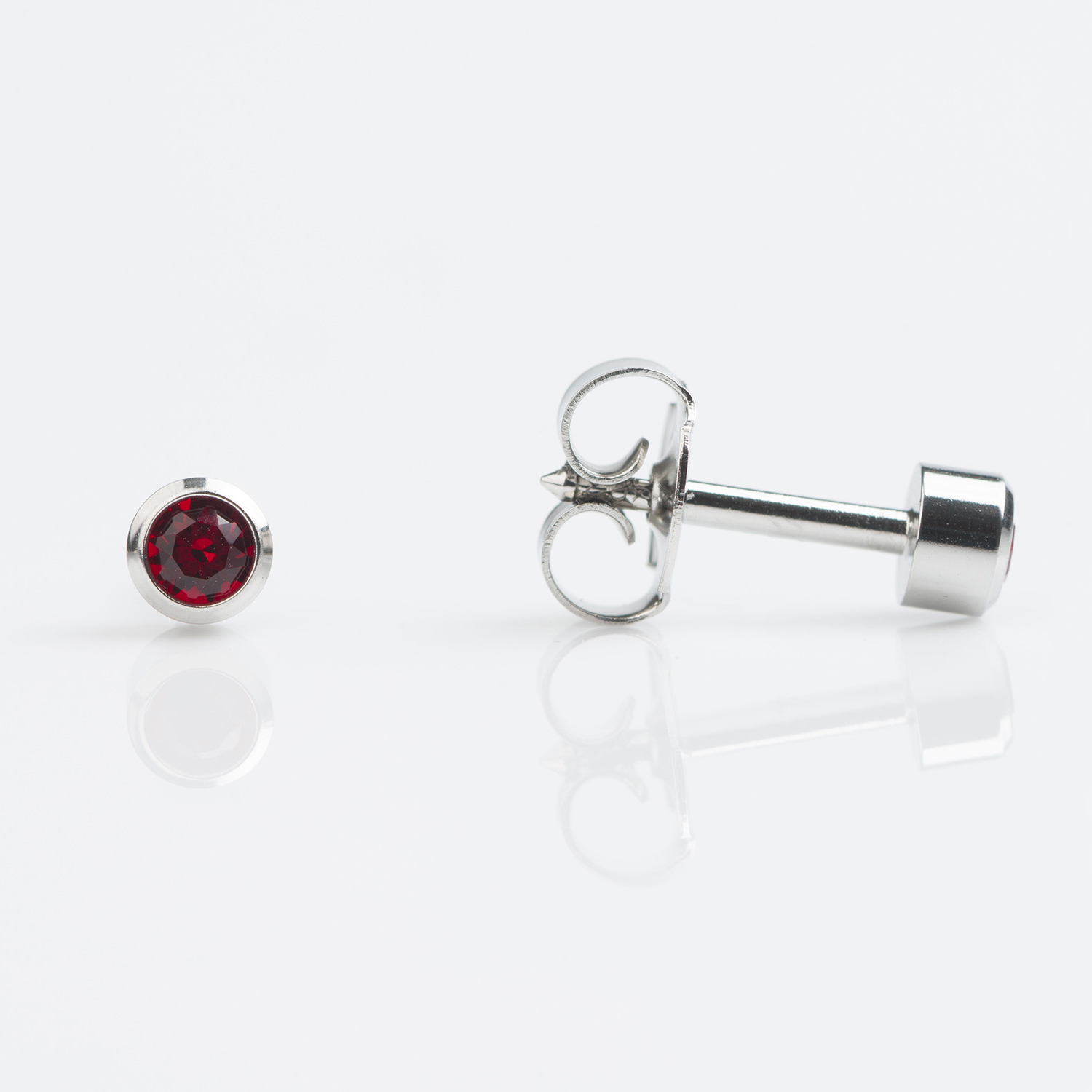 Universal™ Select Stainless Steel Bezel-Set January Garnet Piercing Studs
