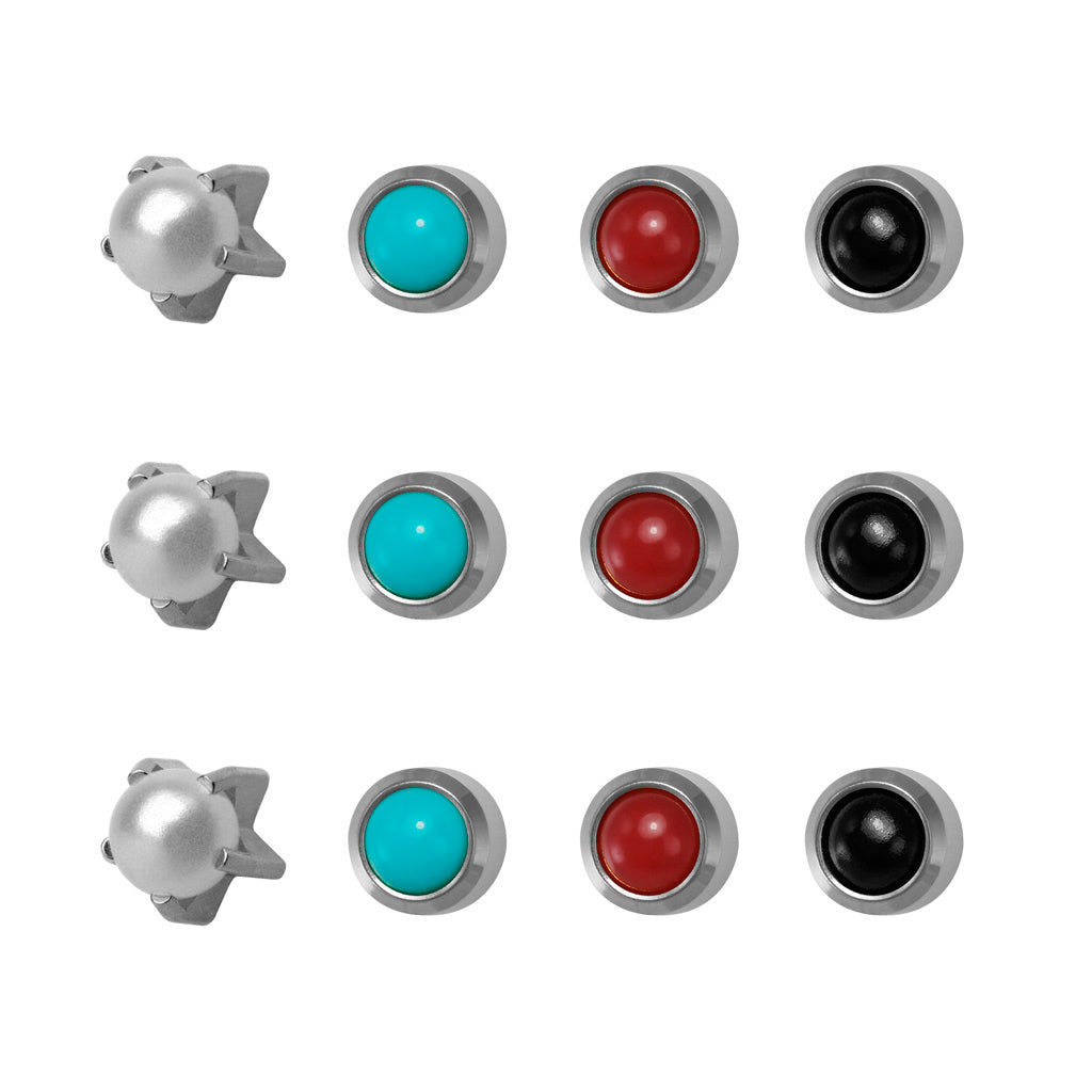Universal™ Flatpack Stainless Steel Prong-Set Pearl Piercing Studs – Assorted Dozen – Regular Adaptor