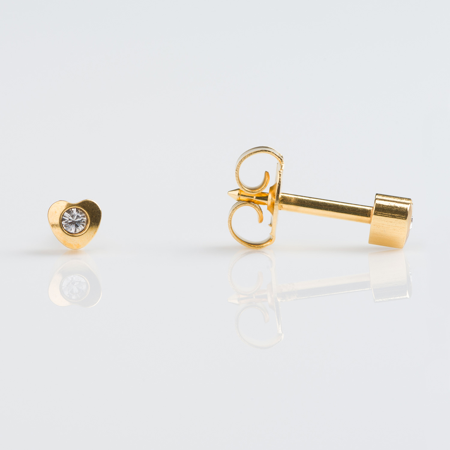 Universal™ Flatpack Gold-Plated Heartlite Crystal Piercing Studs